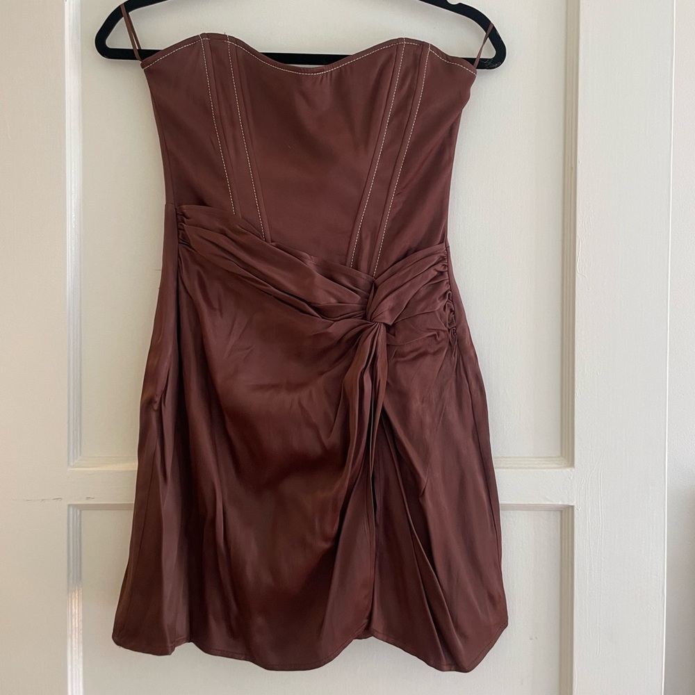 Brown Zara Mini Corset Dress